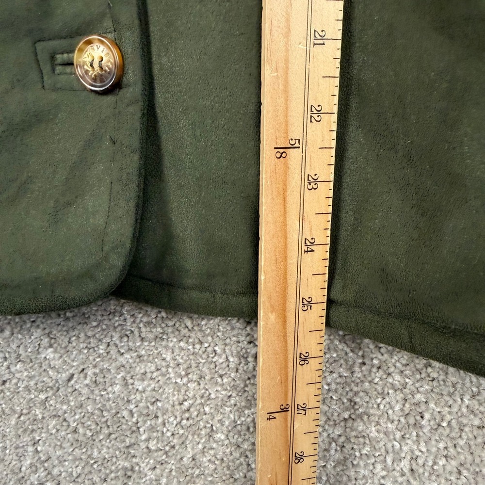 Orvis Womens Olive Green Faux Suede Sherpa Trim Button Front Jacket Small FLAW - Picture 7 of 9